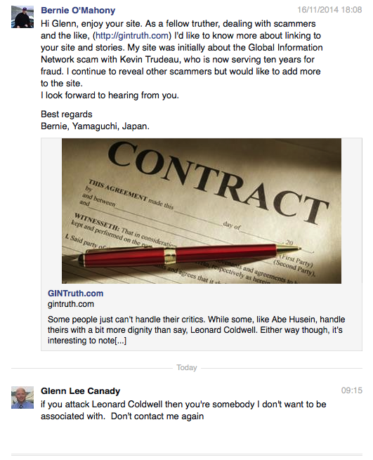 Canady responds to my link up request. Has a fondness for Leonard Coldwell!