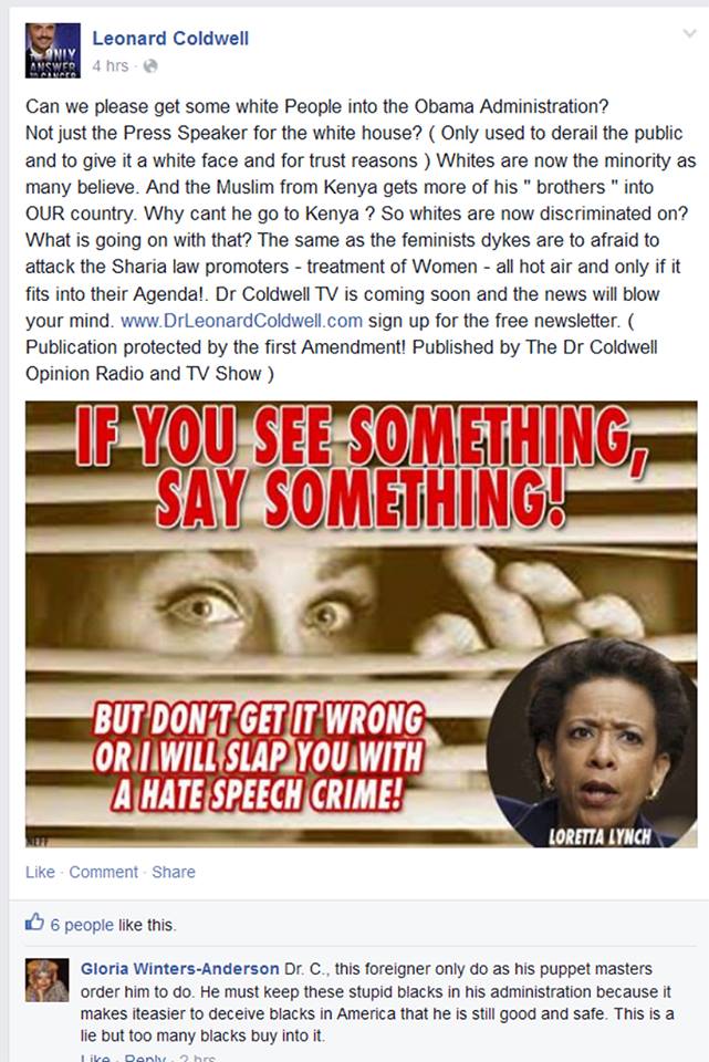 Loretta Lynch will target hate speech that threatens violence against Muslims. Not hate speech in general.