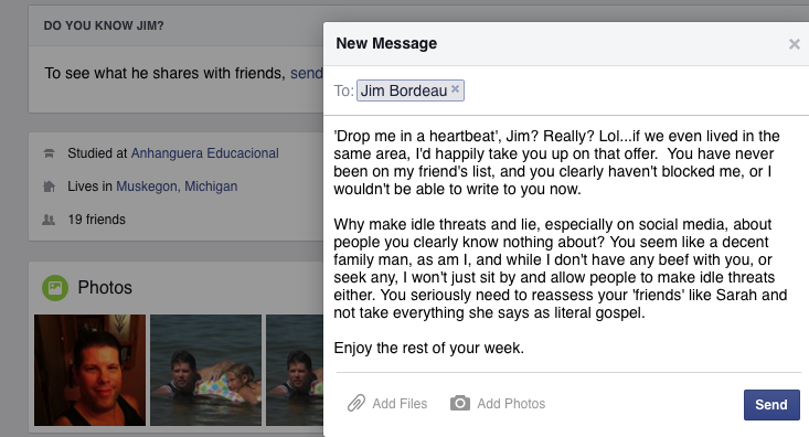 Since posting this message, Jim has blocked me...I'm so sad :(